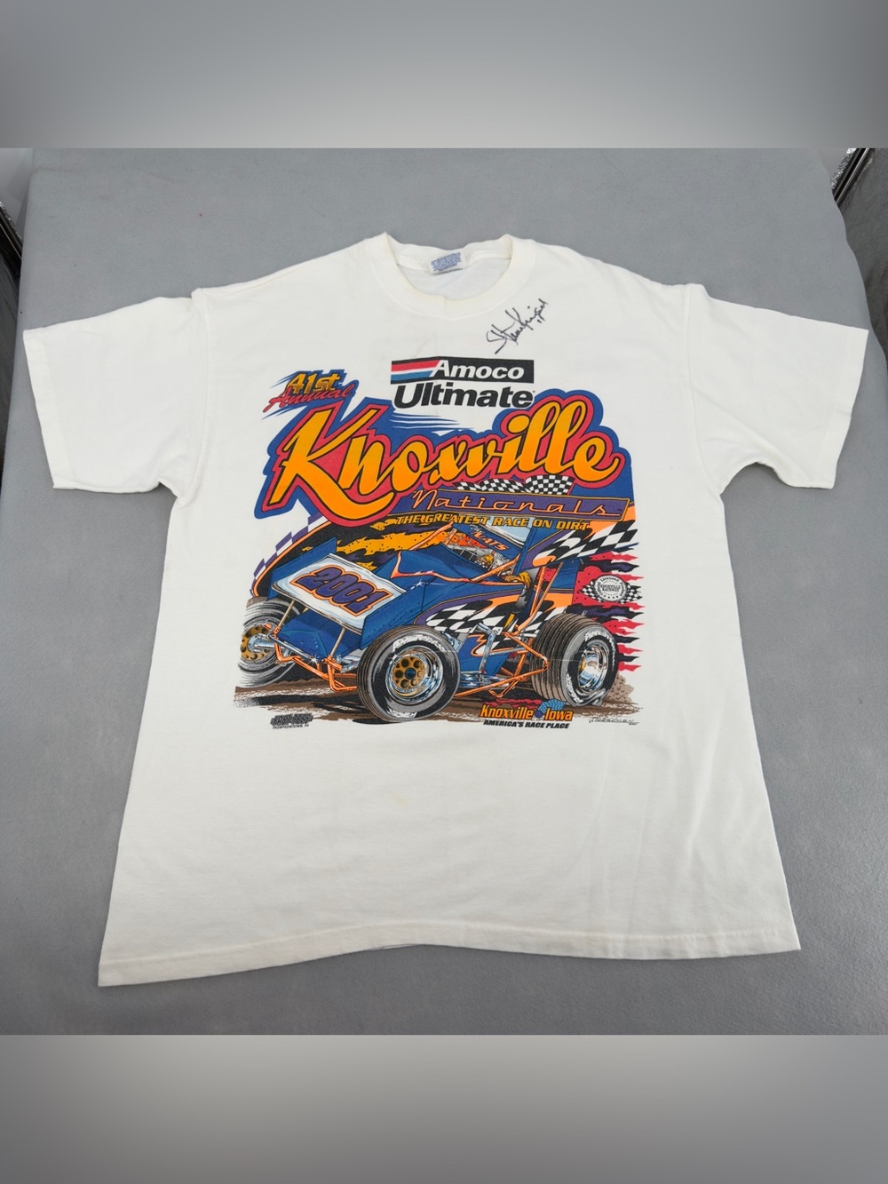 Vintage 2001 Knoxville Nationals Car Racing White T Shirt Large Mens